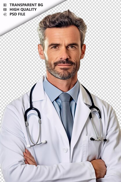 PSD european man healthcare professional on white background