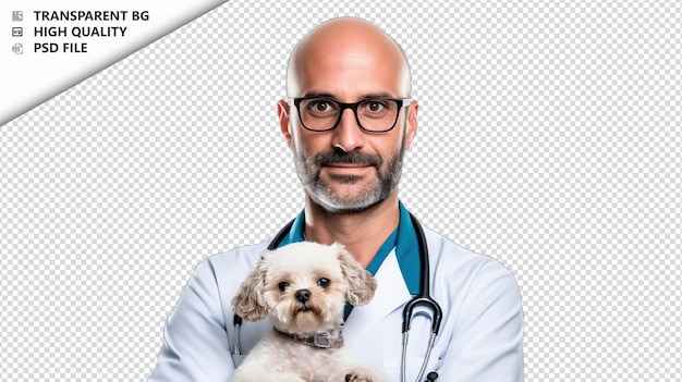 PSD european man veterinarian on white background white isola