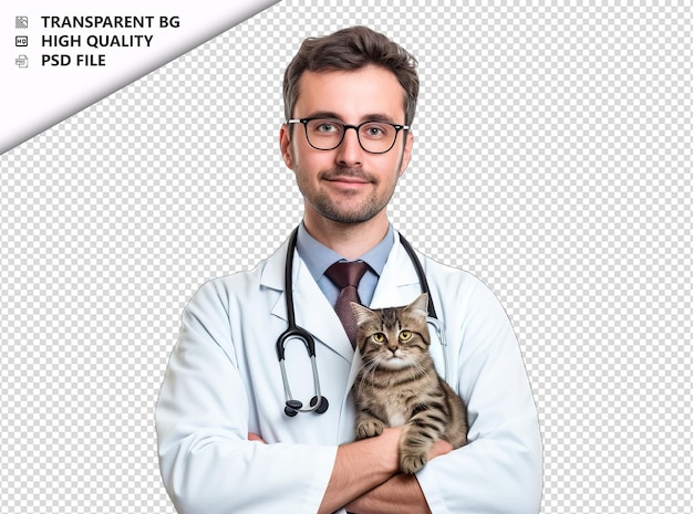 PSD european man veterinarian on white background white isola