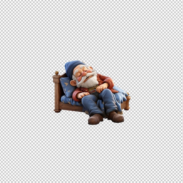 PSD european person sleeping 3d cartoon style transparent backgroun