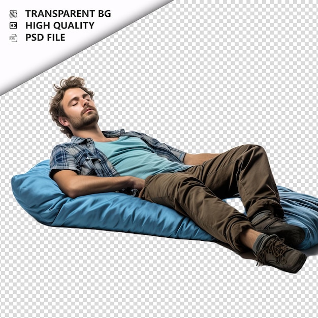 PSD european person sleeping ultra realistic style white back