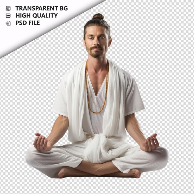 PSD european person yoga ultra realistic style white backgrou