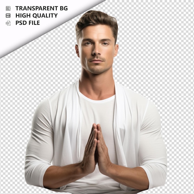 PSD european person yoga ultra realistic style white backgrou