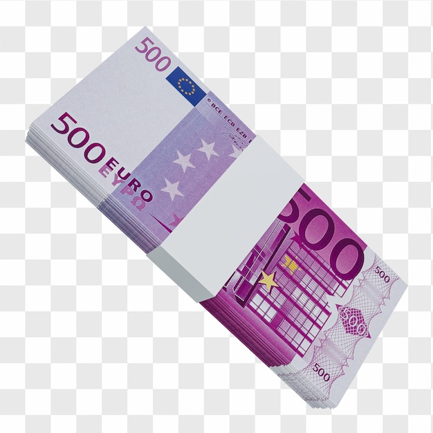 欧州連合通貨ユーロ500：ユーロ紙幣のスタック