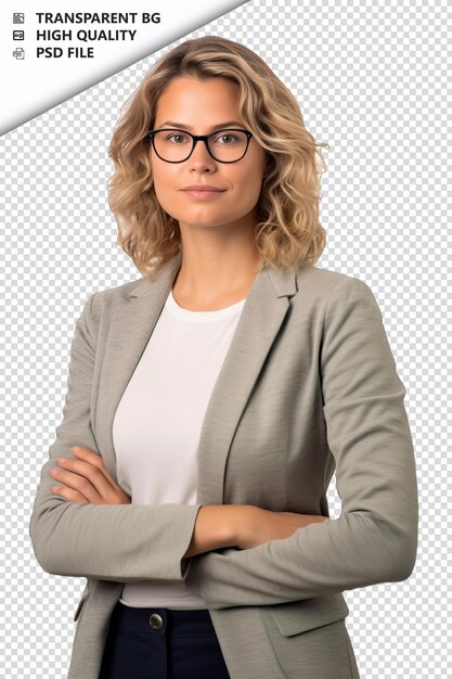 PSD european woman accountant on white background white isola