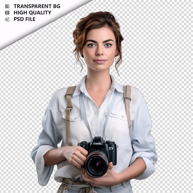 PSD european woman artist on white background white isolated