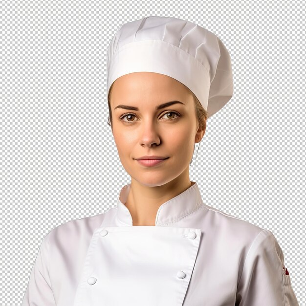 PSD european woman chef or cook psd transparent white isolat