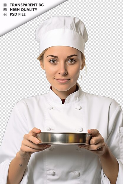 PSD european woman chef or cook on white background white iso