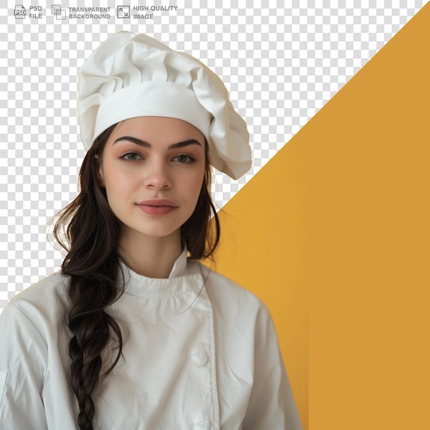 PSD european woman chef or cook psd transparent white isolated