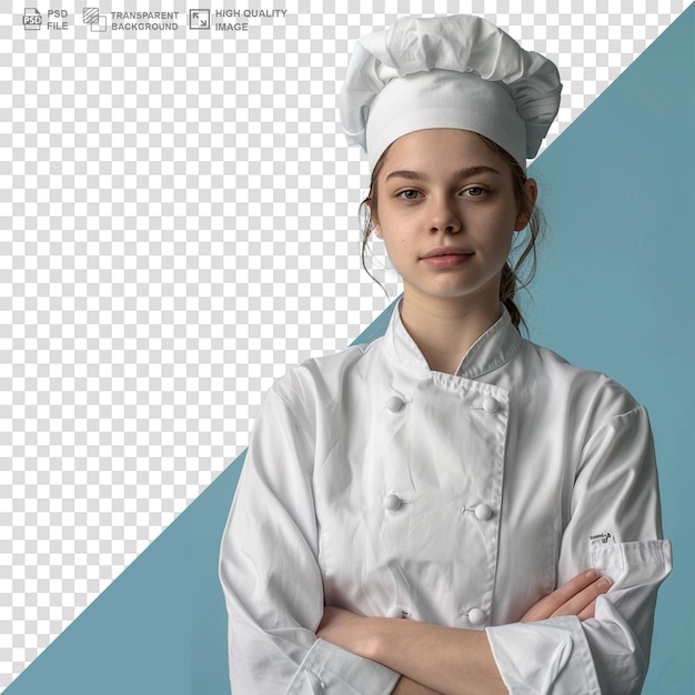 PSD european woman chef or cook psd transparent white isolated