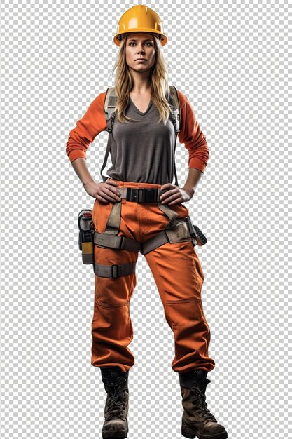 PSD european woman construction worker psd bianco trasparente