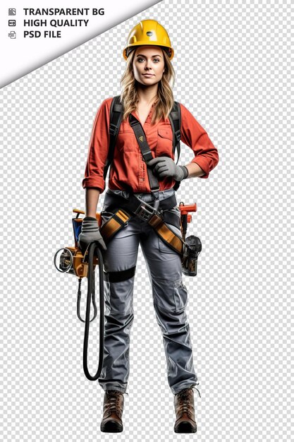 PSD european woman electrician on white background white isol