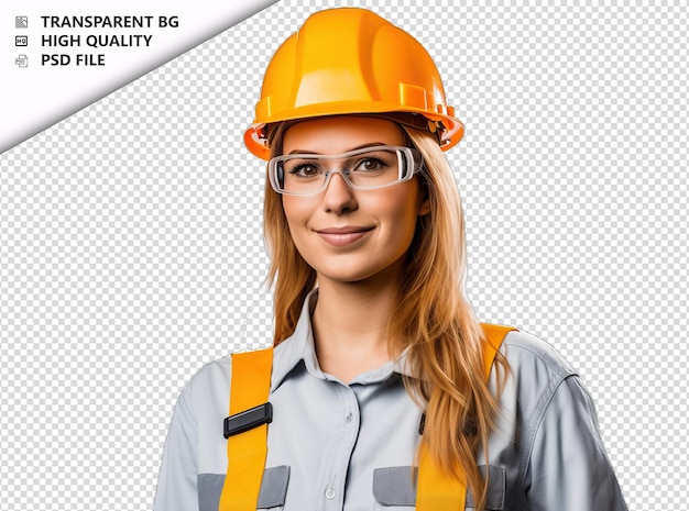 European woman electrician on white background white isol