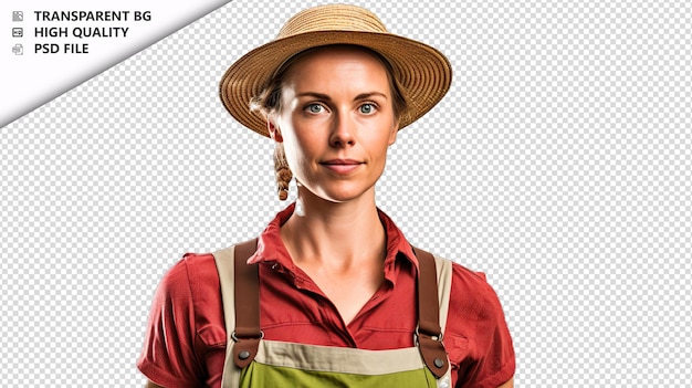 European woman farmer on white background white isolated