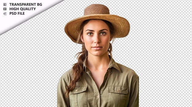 PSD european woman farmer on white background white isolated