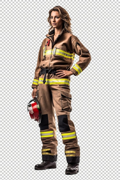 PSD european woman firefighter psd transparent white isolate