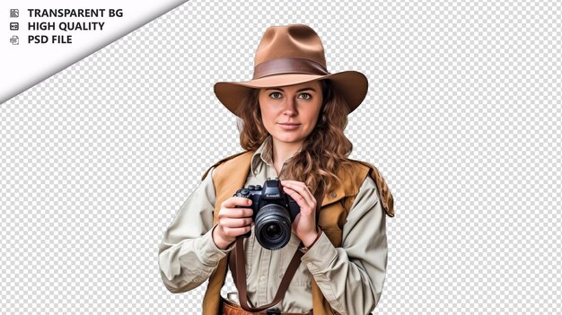 European woman geologist on white background white isolat