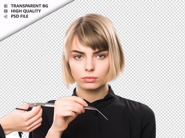 PSD european woman hairdresser or barber on white background