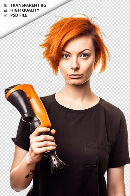 PSD european woman hairdresser or barber on white background