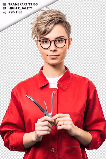 PSD european woman hairdresser or barber on white background