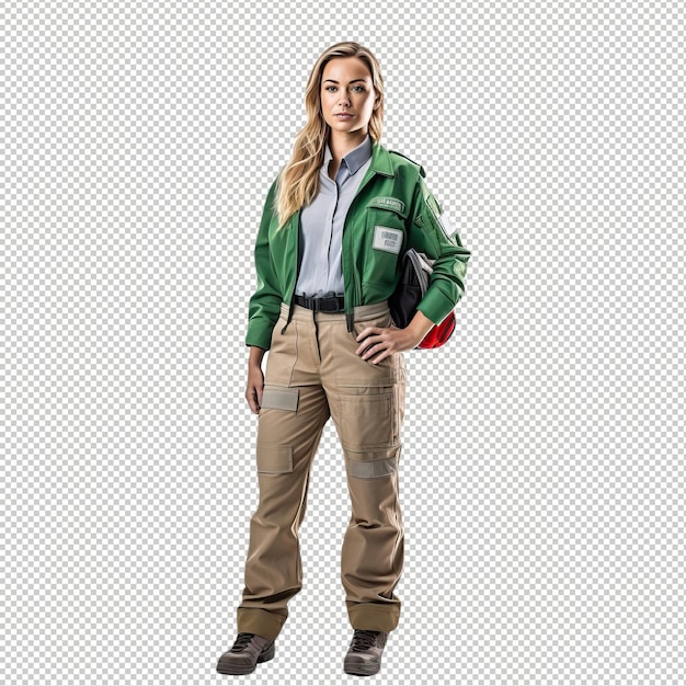 European woman paramedic psd transparent white isolated