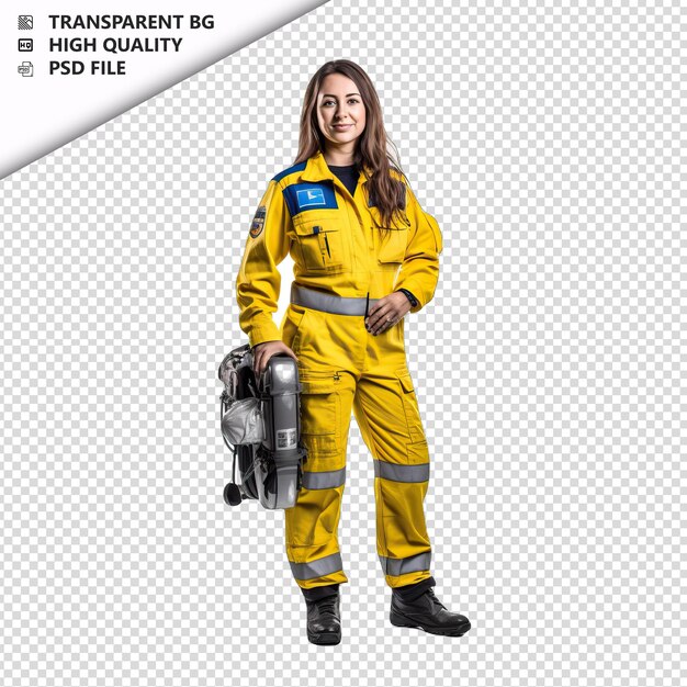 PSD european woman paramedic on white background white isolat