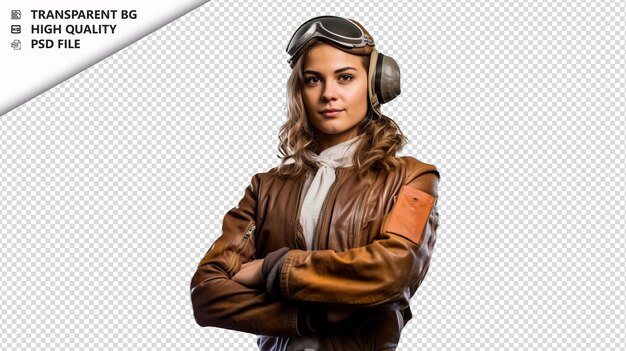 PSD european woman pilot on white background white isolated b