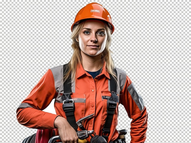 PSD european woman plumber psd transparent white isolated background