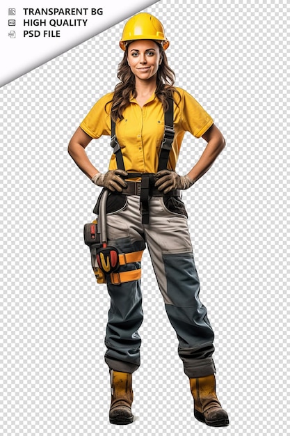 PSD european woman plumber on white background white isolated