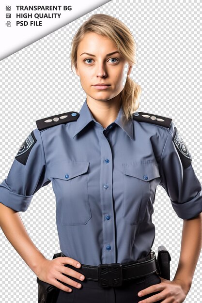 PSD european woman police officer on white background white i