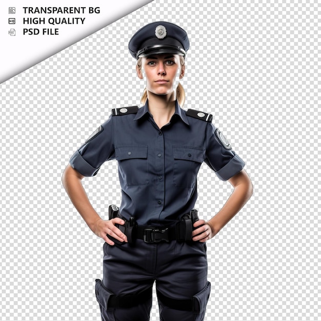 PSD european woman police officer on white background white i