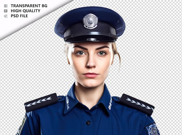 PSD european woman police officer on white background white i