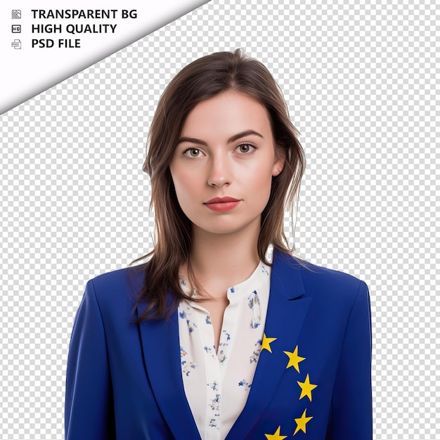 PSD european woman political scientiston white background whi