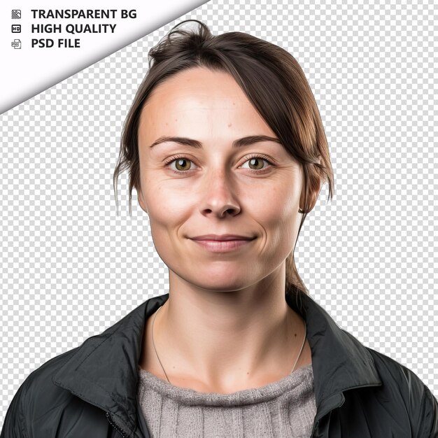 PSD european woman social worker on white background white is