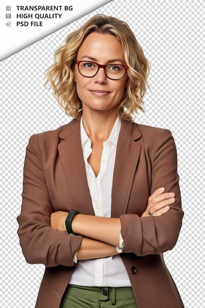 European woman teacher on white background white isolated