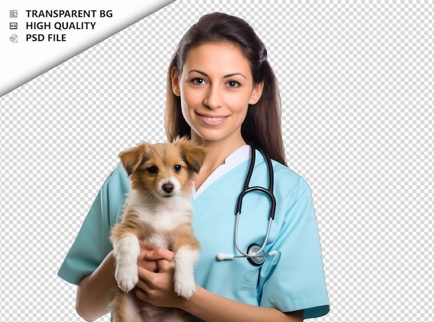 PSD european woman veterinarian on white background white iso