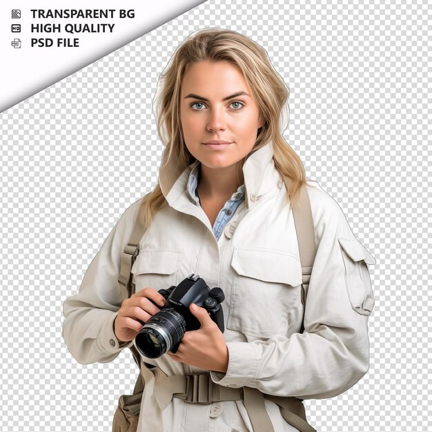 PSD european woman zoologist on white background white isolat