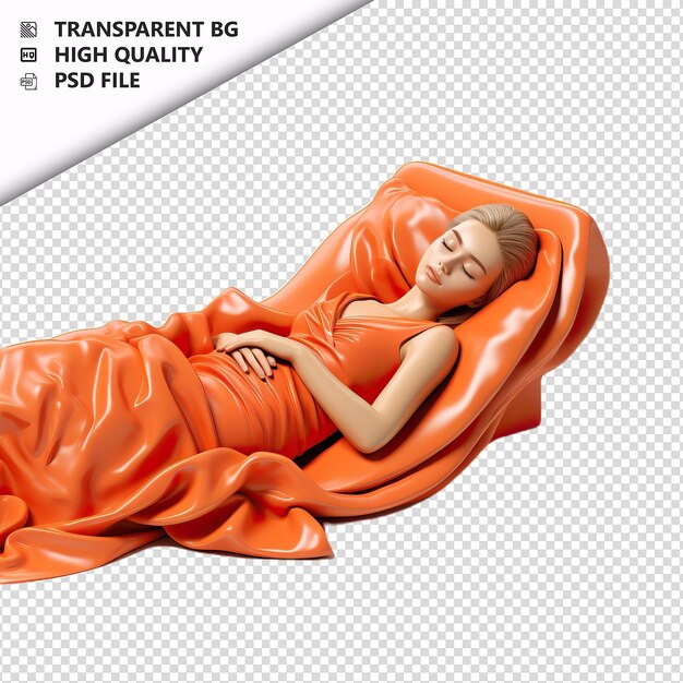 PSD europejska kobieta śpiąca 3d w stylu kreskówki na białym tle