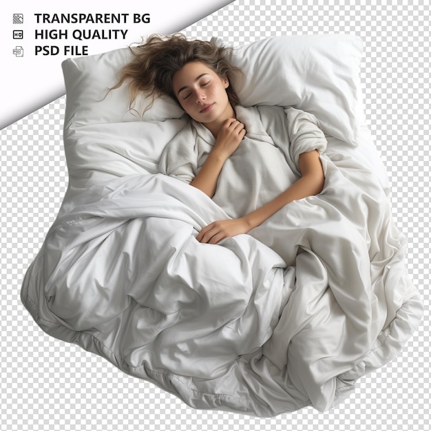 PSD europejska osoba śpiąca ultra realistyczny styl biały tył