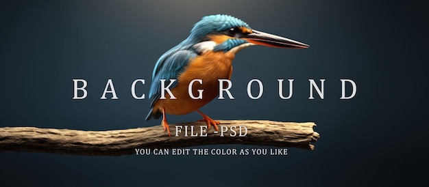 PSD europese kingfisher zit op een boomtak op een wazige bosachtergrond