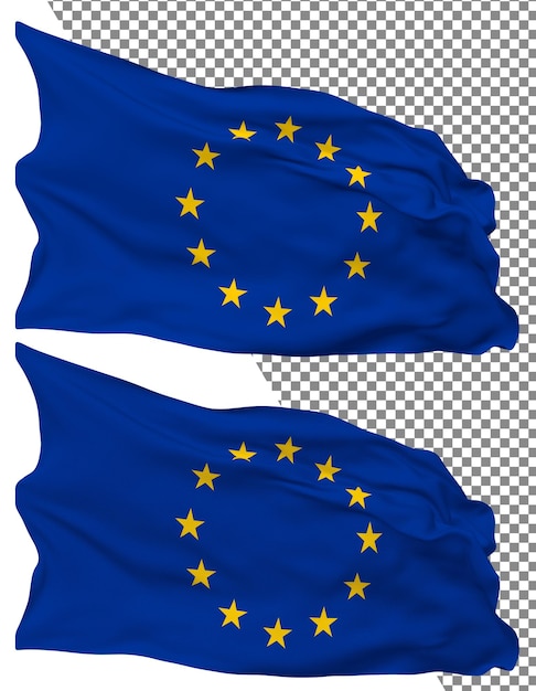 Europese Unie EU-vlag golven geïsoleerd gewone versterker hobbel textuur transparante achtergrond 3D-rendering