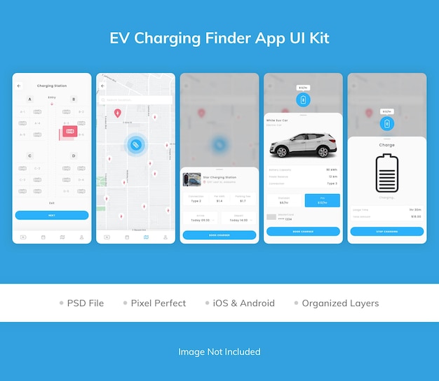 PSD ev charging finder app ui kit