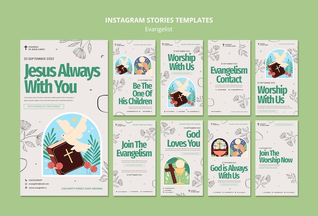 PSD design del modello di storie di instagram dell'evangelista