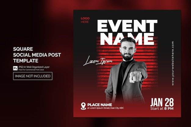 Evenement Social Media Post- of vierkante webbanneradvertentiesjabloon