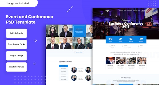 PSD event and conference web template