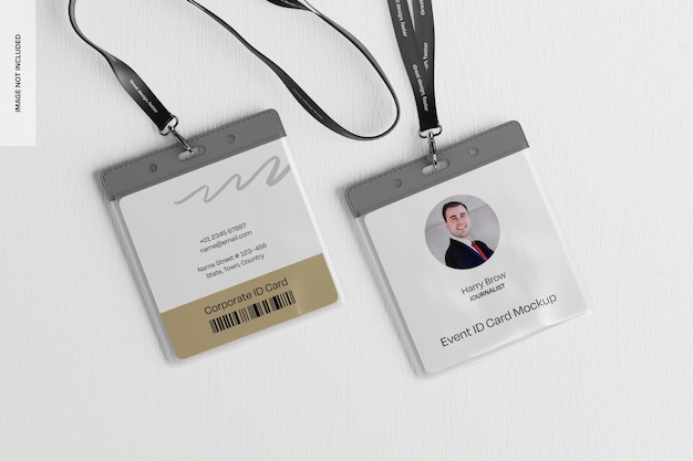 PSD event id cards mockup top view