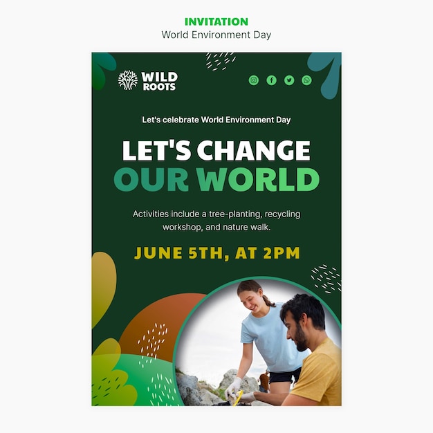 世界環境デーのお祝いのイベント招待状のテンプレート