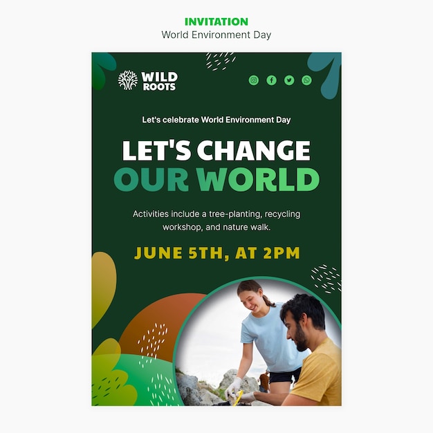 PSD event invitation template for world environment day celebration