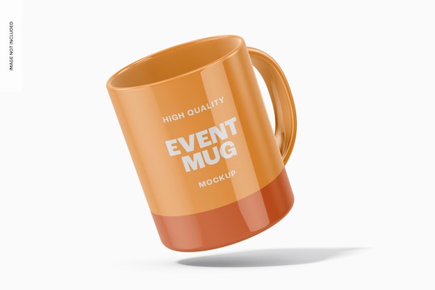 PSD event mug mockup, falling