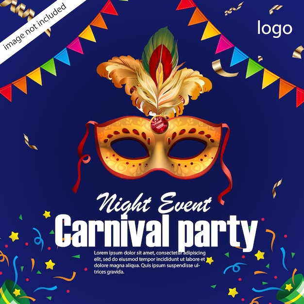 PSD evento notte carnevale parte giorno poster e banner design